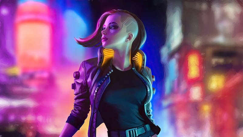 Wallpaper girl, the city, cyberpunk for mobile and desktop, section  фантастика, resolution 2304x1536 - download