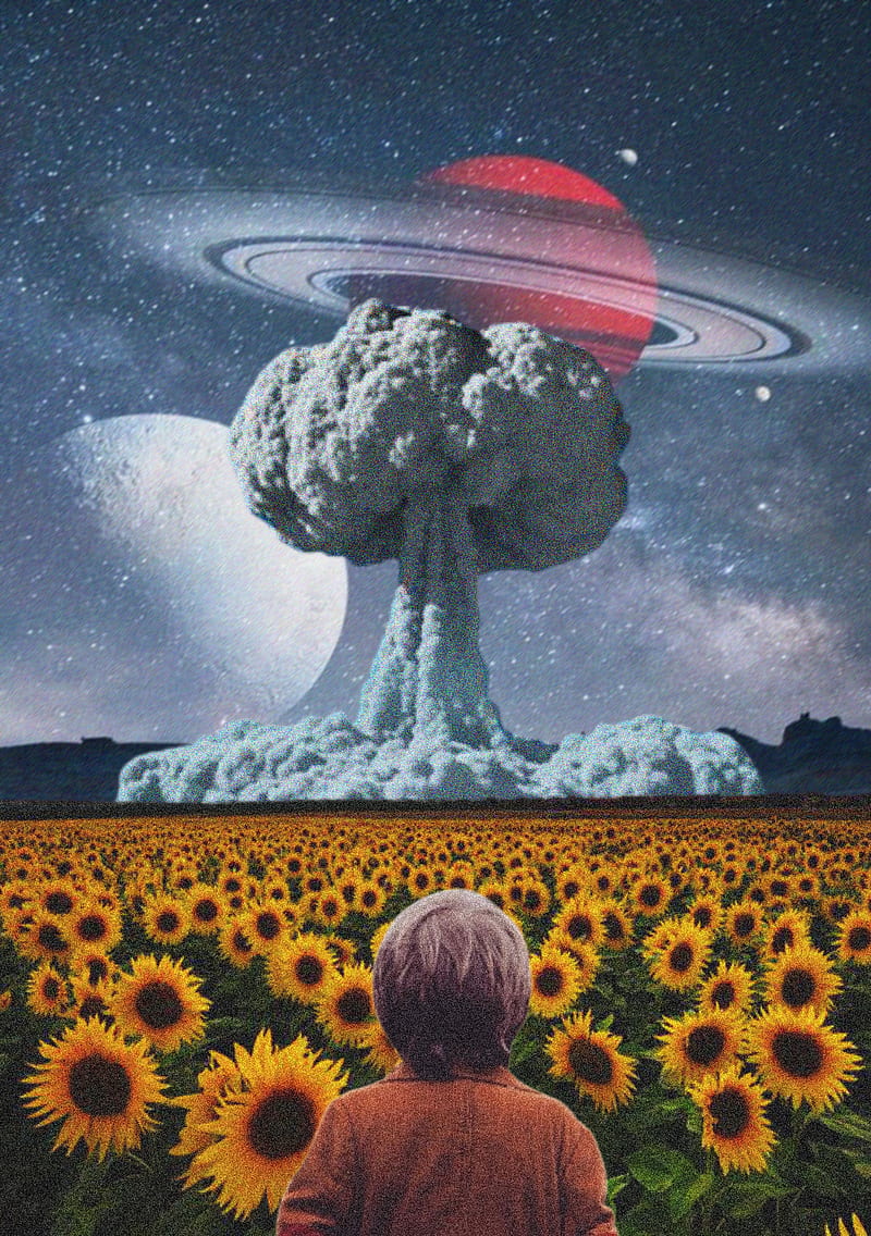 Atomic Clash, collage, flowers, last, psy, super, trippy, vintage, HD phone wallpaper