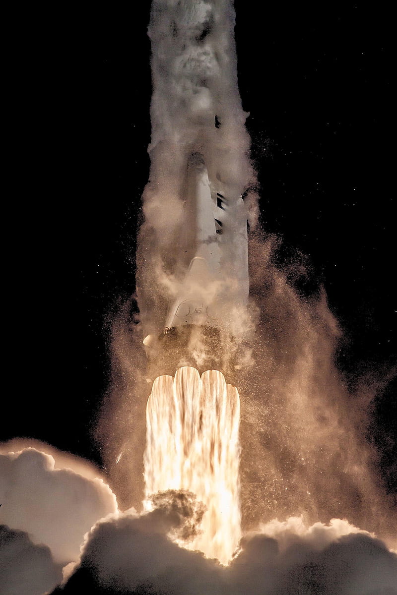 Falcon 9 Launch, amoled, black, dark, dragon, falcon 9, night, oled, space, spacex, HD phone wallpaper