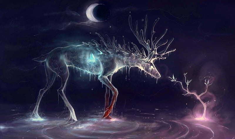 'Deer spirit'......, spirit, mystical, animals, deer, HD wallpaper