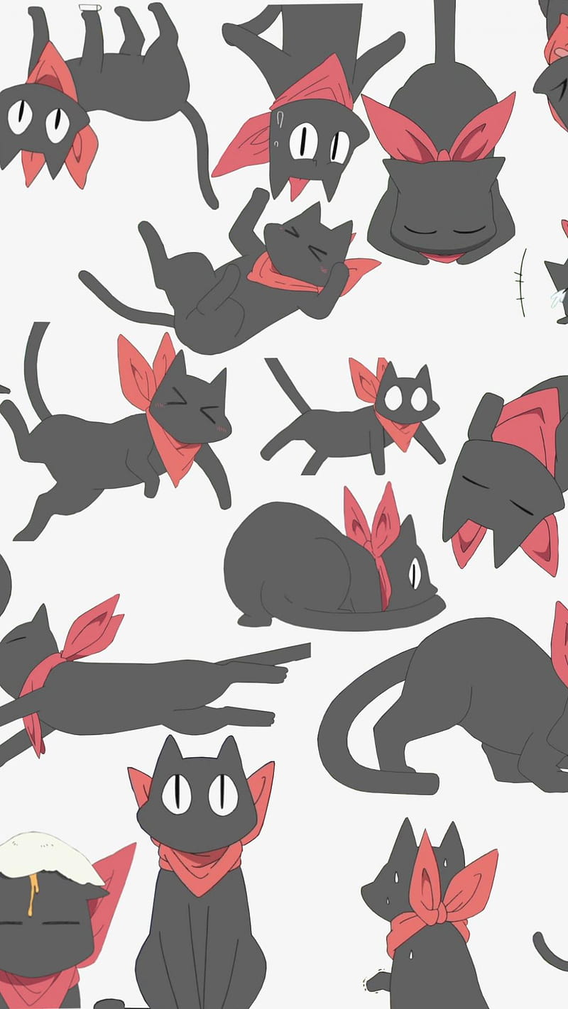 black cat with red scarf character #Sakamoto #Nichijou #1080P #wallpaper  #hdwallpaper #desktop