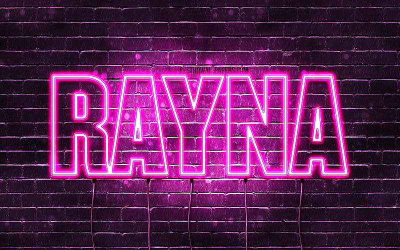 Rayna With Names Female Names Rayna Name Purple Neon Lights Horizontal Text Hd Wallpaper