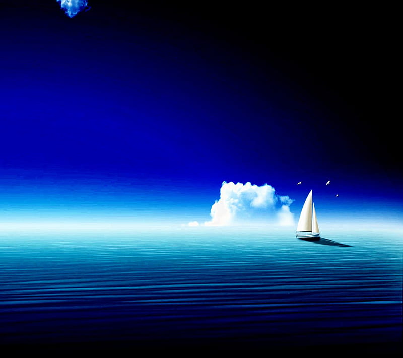 Boat sea, background, beauty, blue, calm, landscape, nature, HD ...