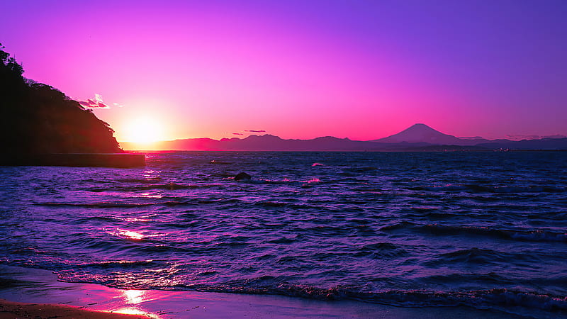 Beautiful Evening Purple Sunset , sunset, evening, nature, HD wallpaper