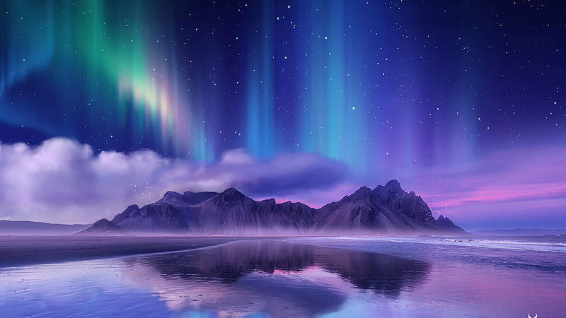 Aurora Borealis Near Sea, HD wallpaper