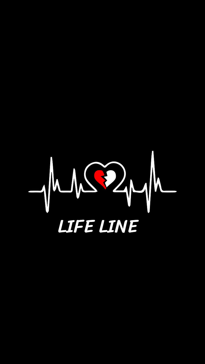 Life line Heart Broken, beat, emotional, life line, lonely, red, sad, white black, HD phone wallpaper