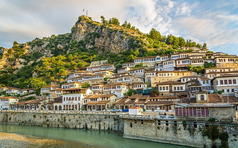 Berat Albania, Water, Albania, Archiecture, Houses, Berat, HD wallpaper