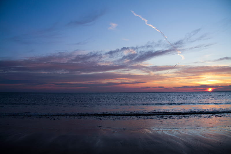 Blue Hour Sunset At Beach , beach, sunset, nature, HD wallpaper