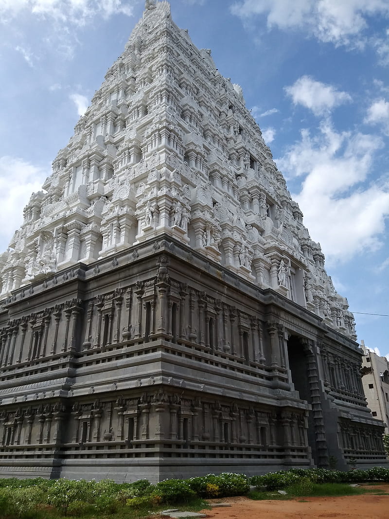 Temple, tower, srikalahasti, gopuram, golden, HD phone wallpaper