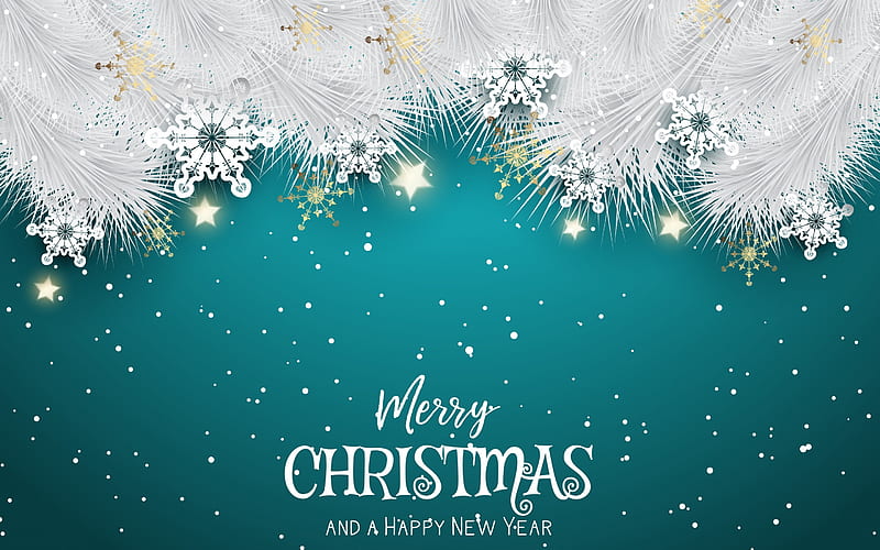 Merry Christmas!, blue, snowflake, craciun, christmas, white, card, HD wallpaper