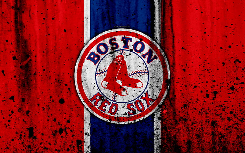 Boston Red Sox, grunge, baseball club, MLB, America, USA, Major League Baseball, stone texture, baseball, HD wallpaper