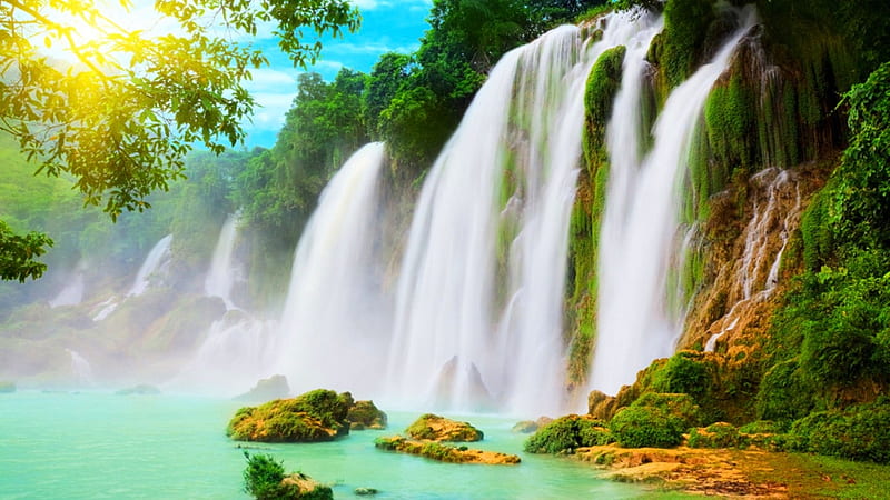 waterfall, nature, water, flowing, HD wallpaper