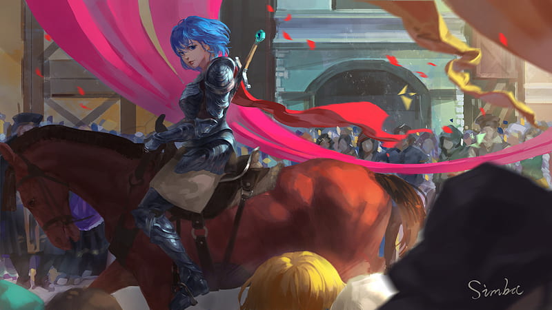Knight Girl On Horse, knight, horse, artist, artwork, digital-art, artstation, HD wallpaper