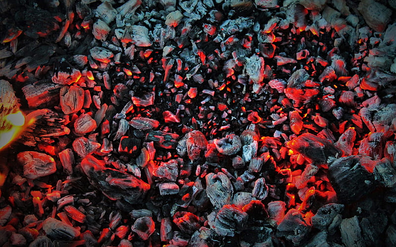 roasted coals textures fireplace, coals, bonfire, coals textures, fire flames, roasted coals, HD wallpaper