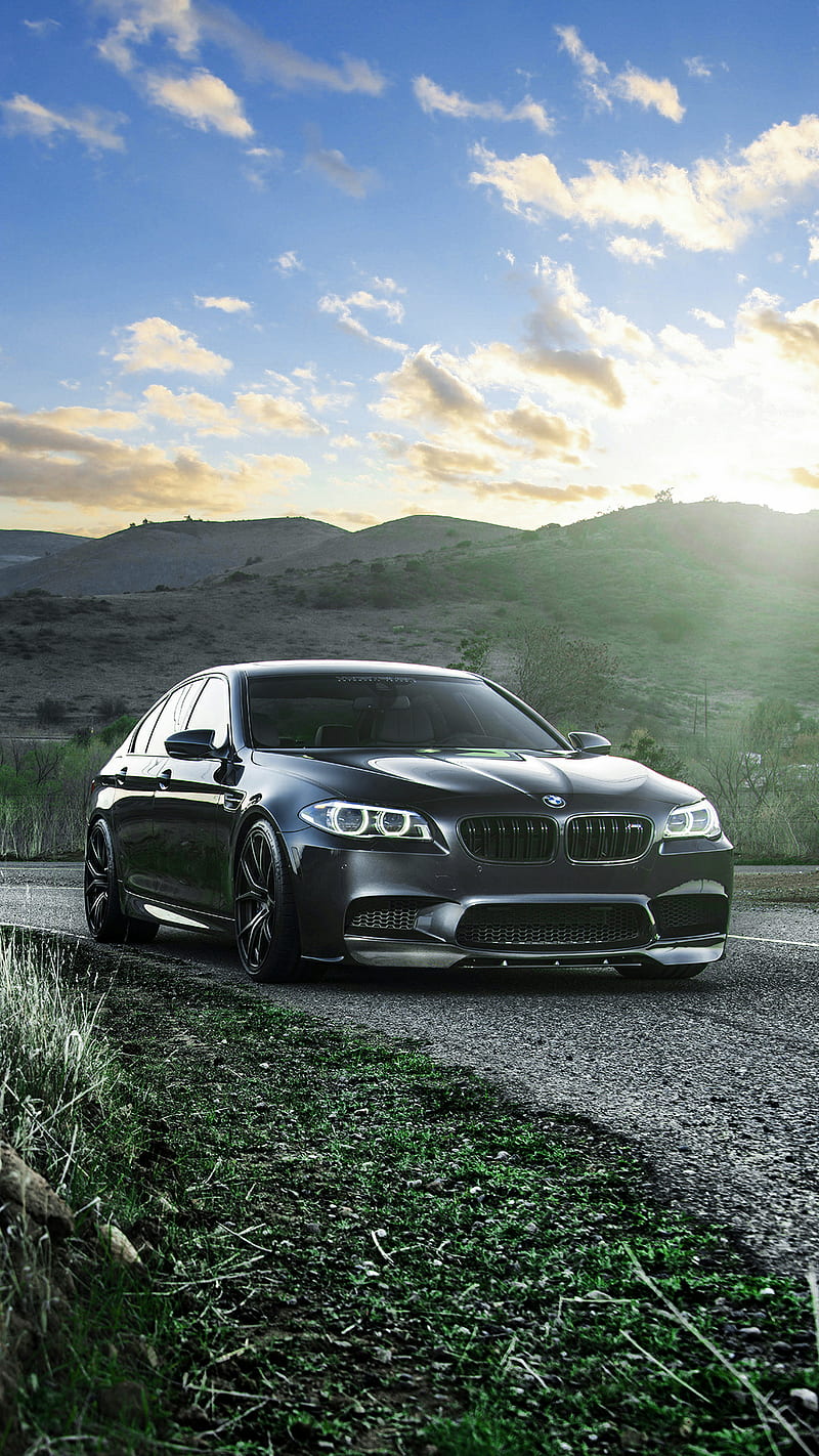 BMW M5 black, bmw, f10 m5, nature, sedan, tuning, vorsteiner, HD phone wallpaper