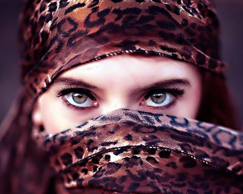 Beautiful Eyes, look, eyes, woman, veil, HD wallpaper