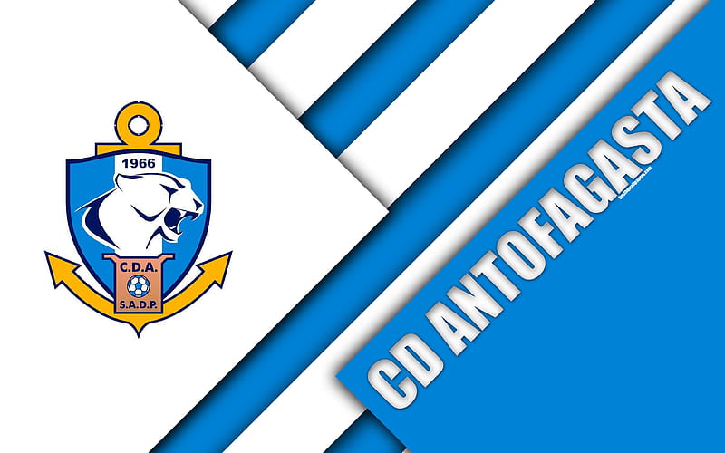 Club de Deportes Antofagasta Chilean football club, material design, white blue, abstraction, logo, emblem, Antofagasta, Chile, Chilean Pri, mera Division football, CD Antofagasta, HD wallpaper