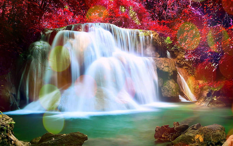 ★Effort Magnificent★, colorful, fall season, autumn, lovely, colors, love four seasons, bonito, attractions in dreams, creative pre-made, trees, waterfalls, leaves, nature, forests, scenery, falls, HD wallpaper