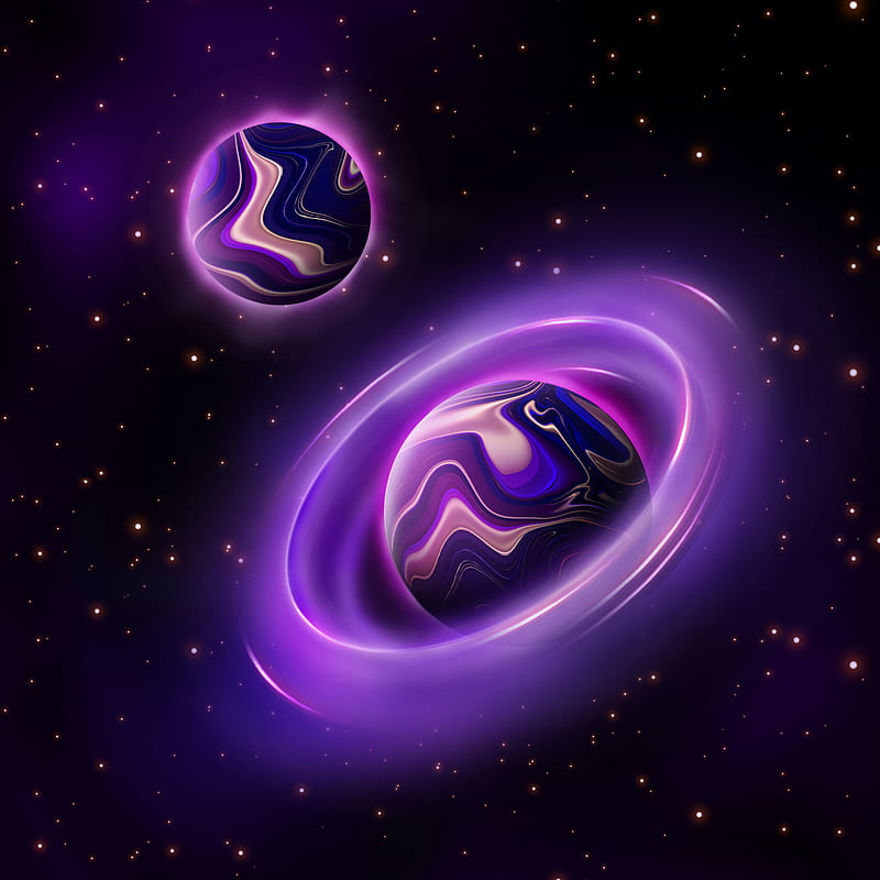 Violet planet in space, astronomy, cosmos, exploration, galaxy, orbit, planets, stars, universe, HD phone wallpaper