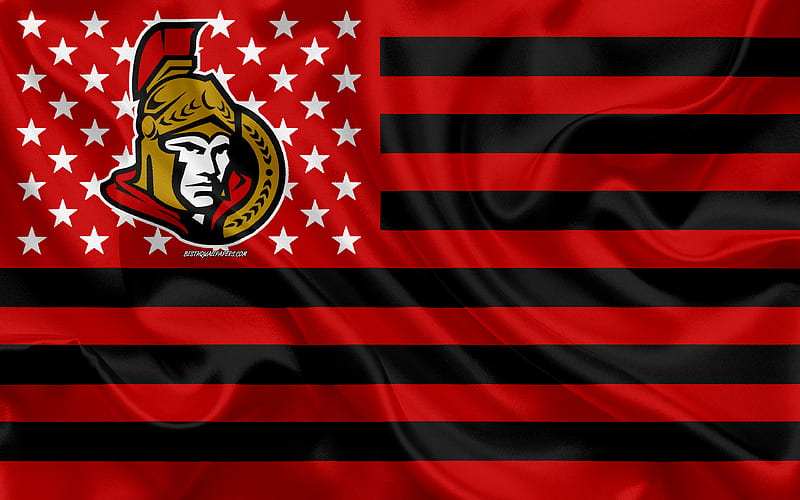 Ottawa Senators, Canadian hockey club, american creative flag, red black flag, NHL, Ottawa, Canada, USA, logo, emblem, silk flag, National Hockey League, hockey, HD wallpaper