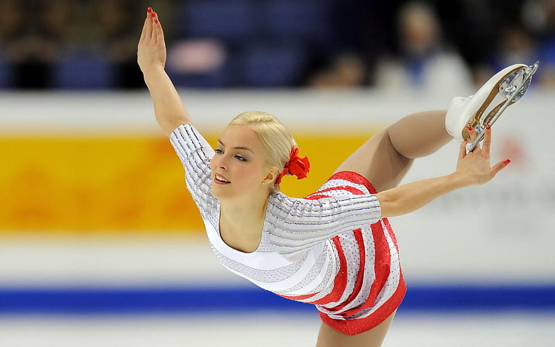 Ice Princess, red, ice skater, bonito, white, katriina-korpi, HD wallpaper
