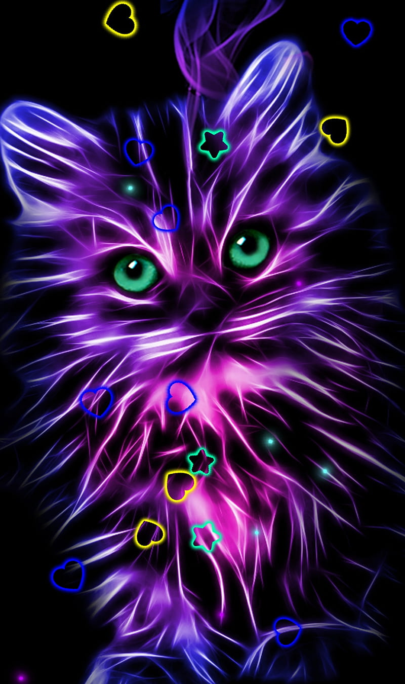 LV neon hello kitty moon wallpaper