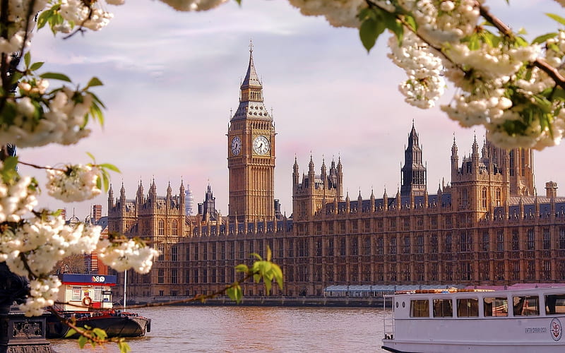 View of London in the Spring, architecture, cityscape, buildings, london, spring, big ben, HD wallpaper