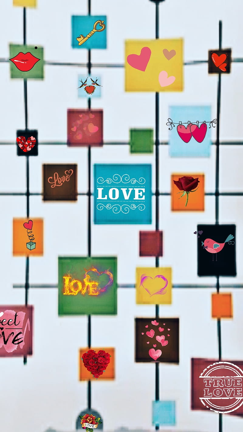 Signs Of Love, blocks, colorful, corazones, information, random, HD phone wallpaper