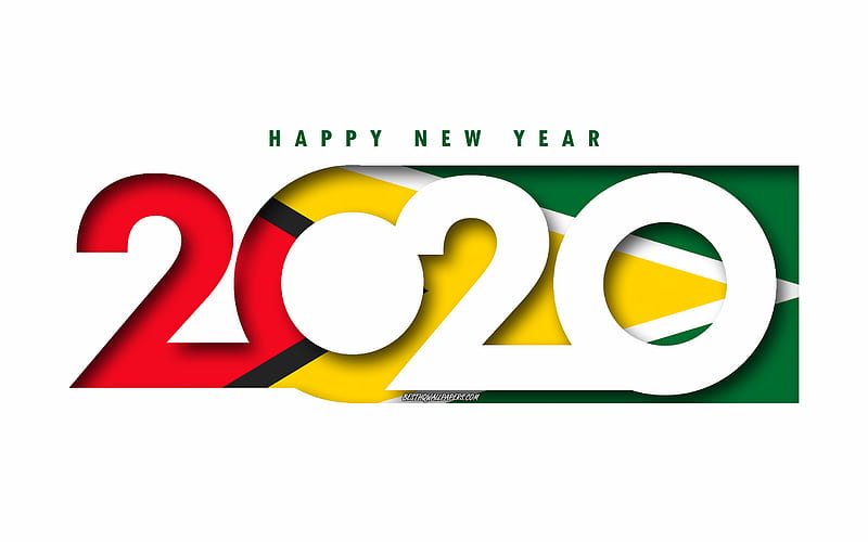 Guyana 2020, Flag of Guyana, white background, Happy New Year Guyana, 3d art, 2020 concepts, Guyana flag, 2020 New Year, 2020 Guyana flag, HD wallpaper