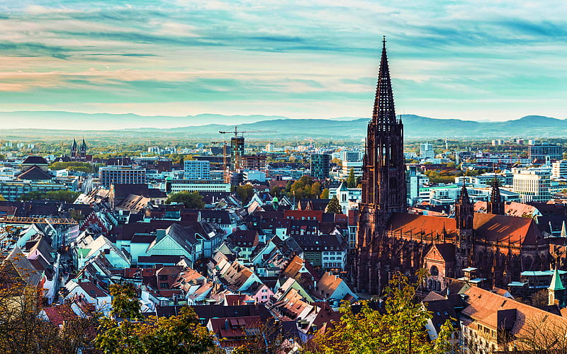 Freiburg im Breisgau, skyline cityscapes, summer, german cities, Europe, Germany, Cities of Germany, R, Freiburg im Breisgau Germany, cityscapes, HD wallpaper
