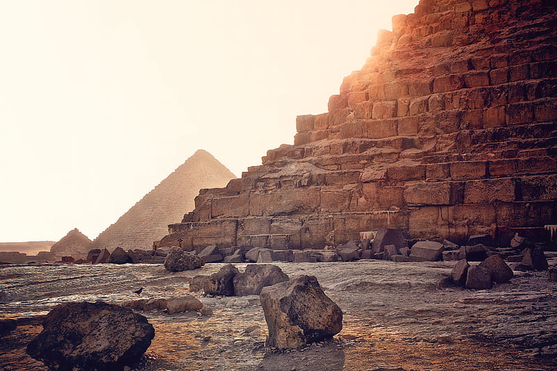 pyramid, stones, desert, egypt, HD wallpaper
