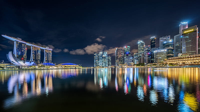 Building City Light Marina Bay Sands Night Reflection Singapore Travel, HD  wallpaper | Peakpx