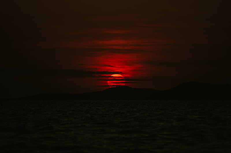 Dark Sunset Sea , sunset, nature, HD wallpaper