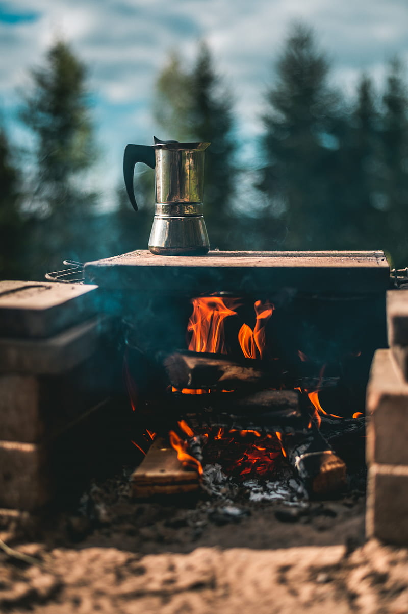 kettle, campfire, hiking, camping, HD phone wallpaper