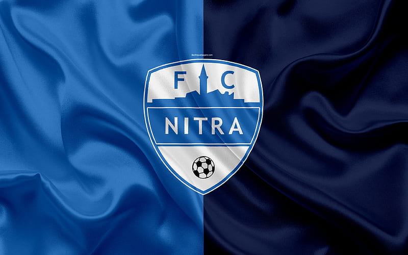 FC Nitra silk texture, Slovak football club, logo, blue flag, Fortuna liga, Nitra, Slovakia, football, HD wallpaper