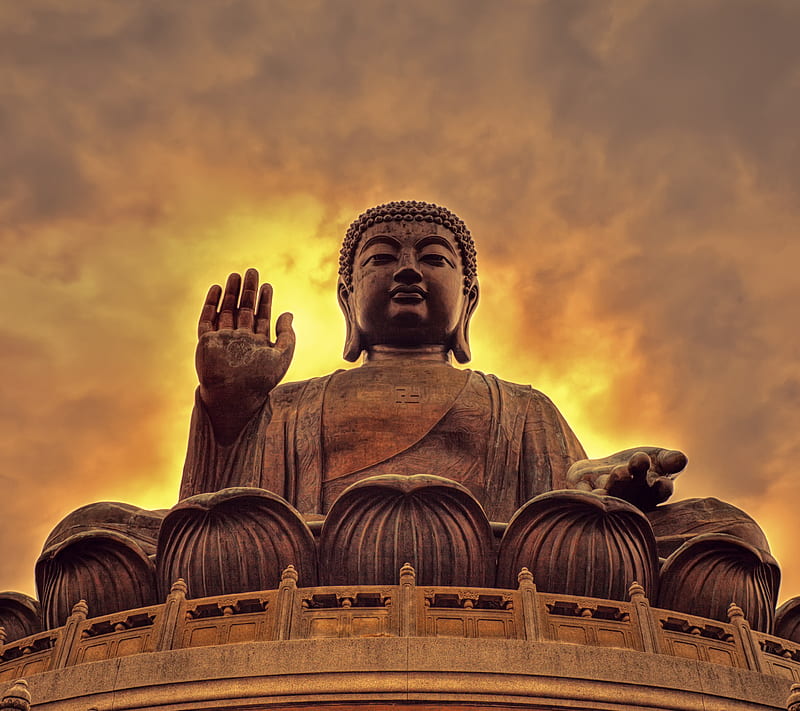Golden Buddha, sunrise, HD wallpaper