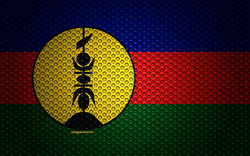 Flag of New Caledonia creative art, metal mesh texture, New Caledonia flag, national symbol, New Caledonia, Oceania, flags of Oceania countries, HD wallpaper