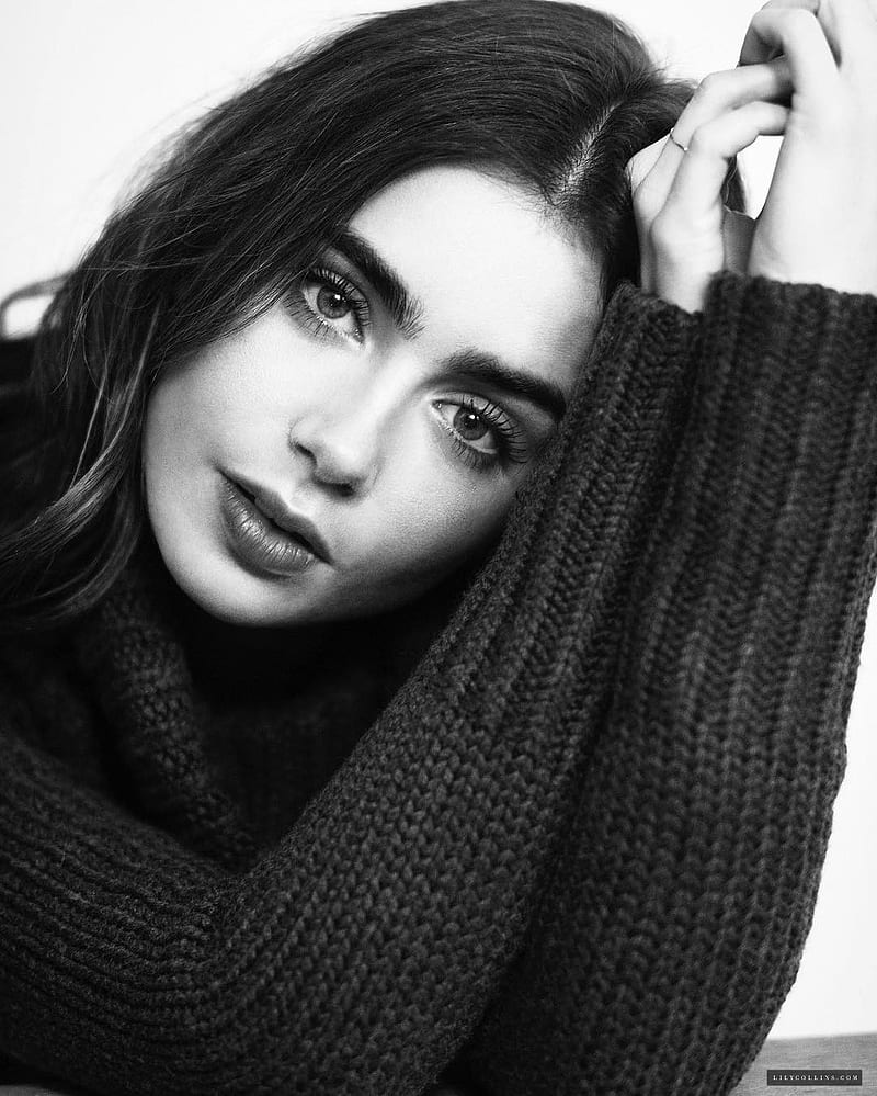 Lily Collins, women, actress, brunette, model, simple background, British, young woman, HD phone wallpaper