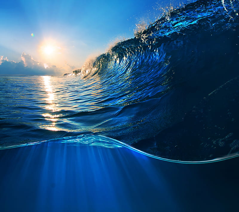 Wave, blue, ocean, sea, sun, water, HD wallpaper | Peakpx