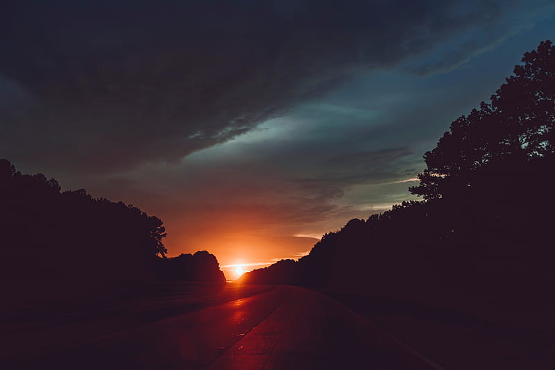 Highway Sunset , highway, sunset, nature, HD wallpaper