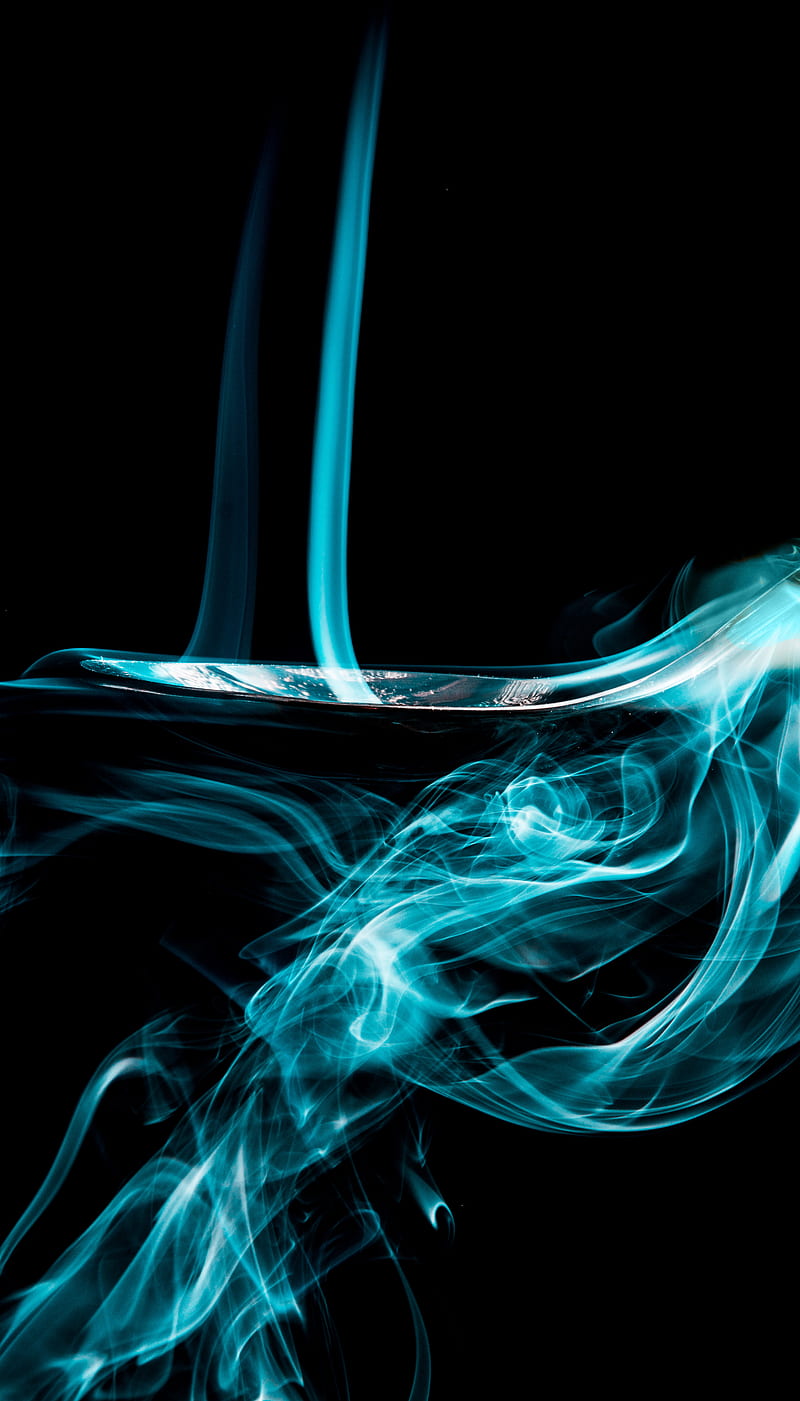 Smoke, abstract, aqua, blue, spoon, HD phone wallpaper