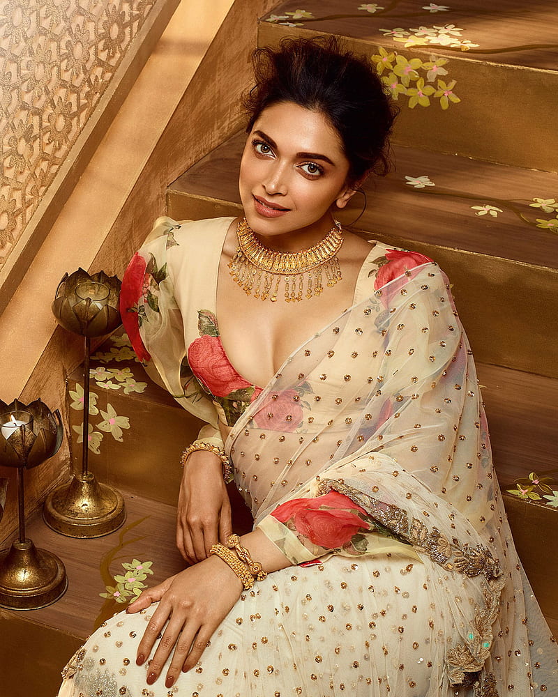 Deepika Padukone, sari, fashion design, HD phone wallpaper