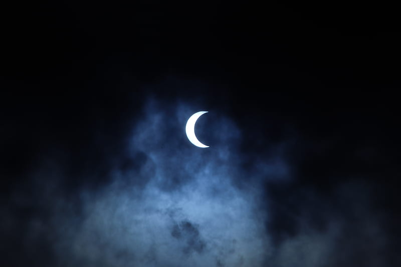 moon, clouds, dark, sky, night, HD wallpaper
