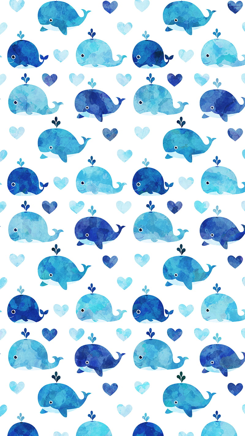 Cute Blue Whales, Cute, Pravokrug, HD phone wallpaper