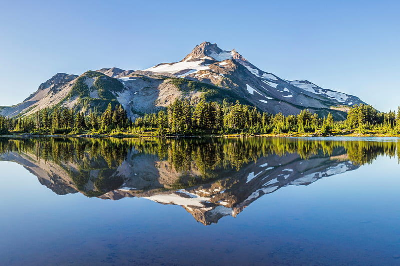 Earth, Reflection, Lake, Mountain, Nature, Oregon, HD wallpaper