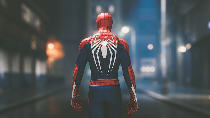 spider-man, back view, rpg games, street, blurry, Games, HD wallpaper