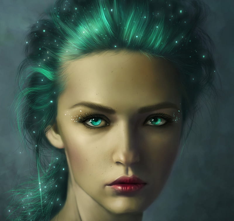 Woodland Elf, fantasy, female, blue hair, elf, blue eyes, HD wallpaper