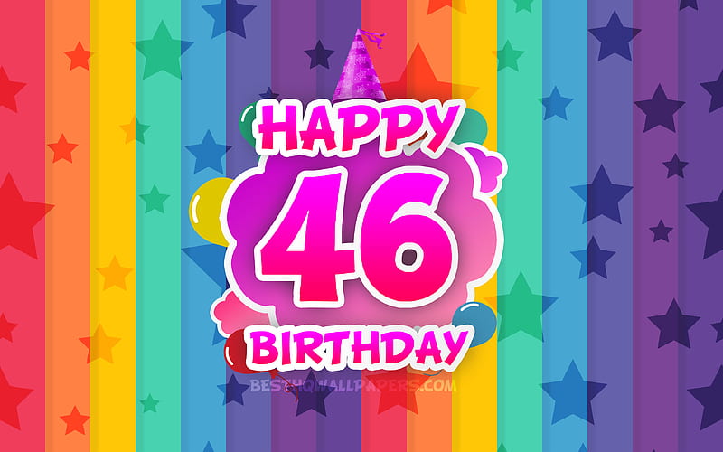 Happy 46th birtay, colorful clouds Birtay concept, rainbow background, Happy 46 Years Birtay, creative 3D letters, 46th Birtay, Birtay Party, 46th Birtay Party, HD wallpaper