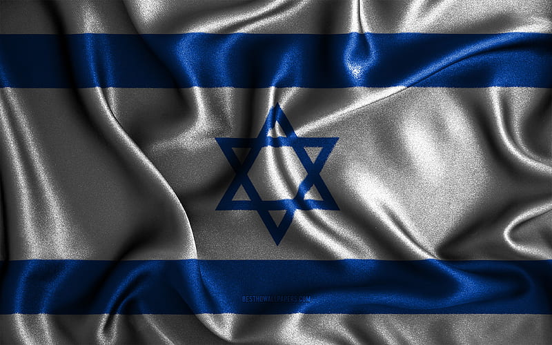 Israeli flag silk wavy flags, Asian countries, national symbols, Flag of Israel, fabric flags, Israel flag, 3D art, Israel, Asia, Israel 3D flag, HD wallpaper