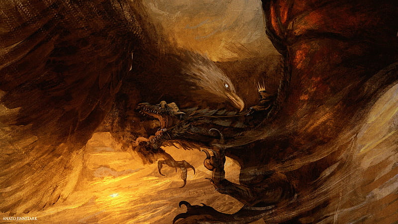 Fantasy, Battle, Dragon, Eagle, HD wallpaper
